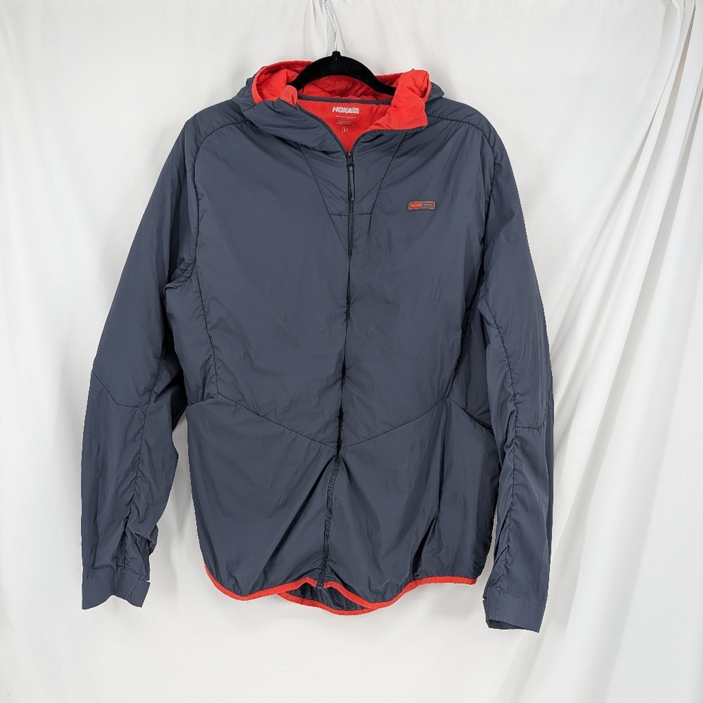 Hoka Hybrid Run Jacket Grey Orange Activewear Mens Large - Picture 2 of 15